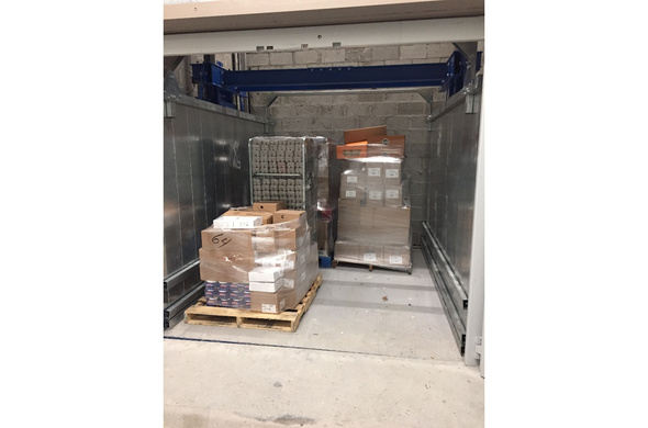Hidral provided a 25,000lb material lift for the new Aldi store in North Bergen, NJ for New Age Development